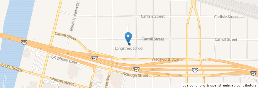 Mapa de ubicacion de Longstreet School en United States, Michigan, Saginaw County, City Of Saginaw.