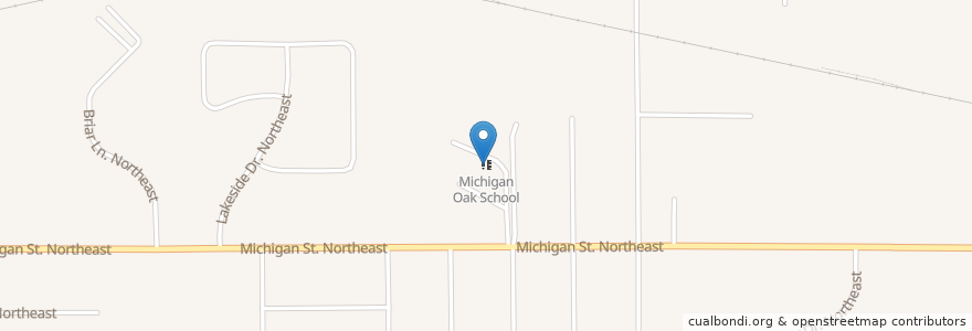 Mapa de ubicacion de Michigan Oak School en Estados Unidos De América, Míchigan, Kent County, Grand Rapids.