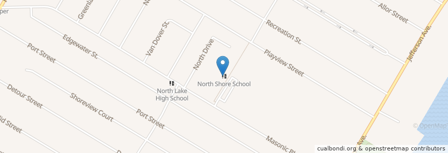 Mapa de ubicacion de North Shore School en Verenigde Staten, Michigan, Macomb County, Saint Clair Shores.