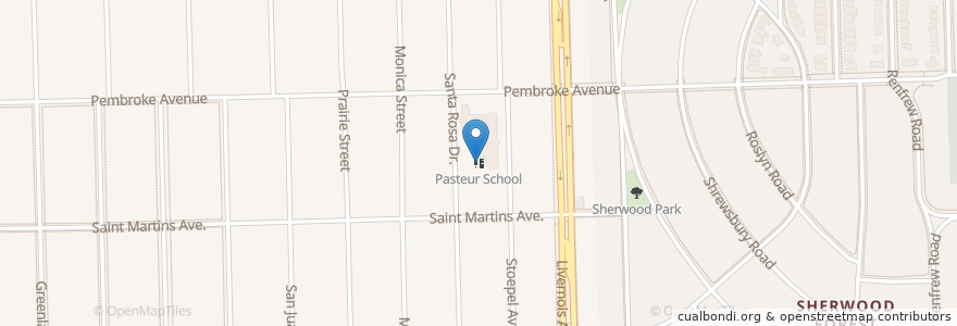 Mapa de ubicacion de Pasteur School en アメリカ合衆国, ミシガン州, Wayne County, Detroit.