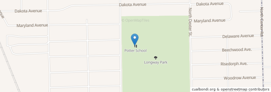 Mapa de ubicacion de Potter School en 미국, 미시간, Genesee County, Flint.