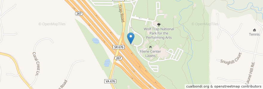 Mapa de ubicacion de Wolf Trap en アメリカ合衆国, バージニア州, Fairfax County, Wolf Trap.