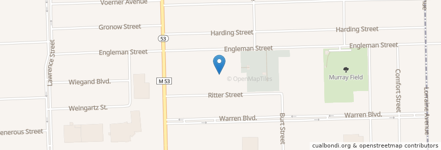 Mapa de ubicacion de Saint Clements School en 미국, 미시간, Macomb County, Warren, Center Line.