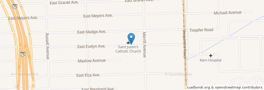 Mapa de ubicacion de Saint Justins School en United States, Michigan, Oakland County, Hazel Park.