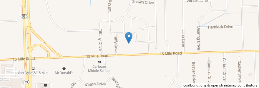 Mapa de ubicacion de Saint Thomas Church en Stati Uniti D'America, Michigan, Macomb County, Sterling Heights.