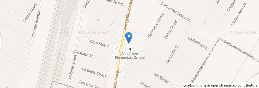 Mapa de ubicacion de Ann Visger Elementary School en 미국, 미시간, Wayne County, River Rouge.