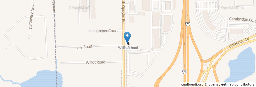 Mapa de ubicacion de Willis School en アメリカ合衆国, ミシガン州, Oakland County, Auburn Hills.