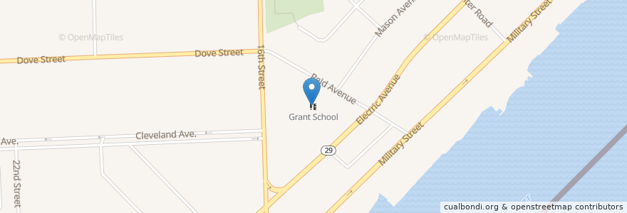 Mapa de ubicacion de Grant School en アメリカ合衆国, ミシガン州, Saint Clair County, Port Huron.