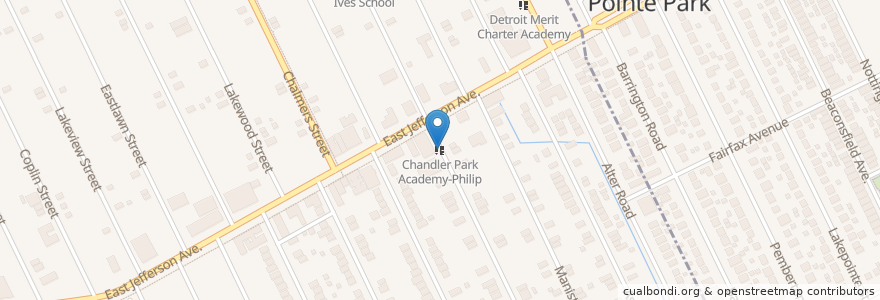 Mapa de ubicacion de Chandler Park Academy-Philip en 美利坚合众国/美利堅合眾國, 密歇根州, Wayne County, Detroit.