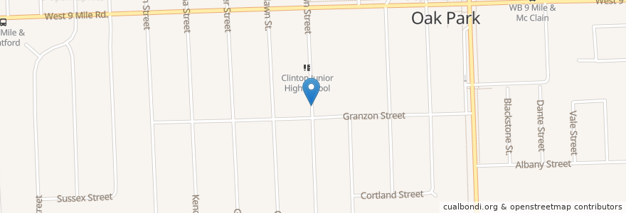 Mapa de ubicacion de Clinton Education Center en Amerika Syarikat, Michigan, Oakland County, Oak Park.