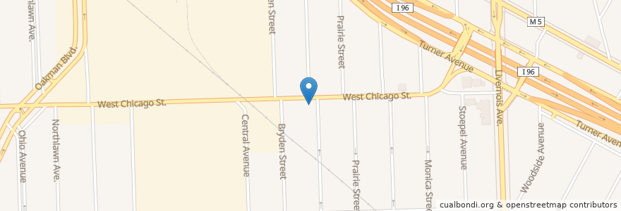 Mapa de ubicacion de New Canaan Church of God in Christ en 美利坚合众国/美利堅合眾國, 密歇根州, Wayne County, Detroit.