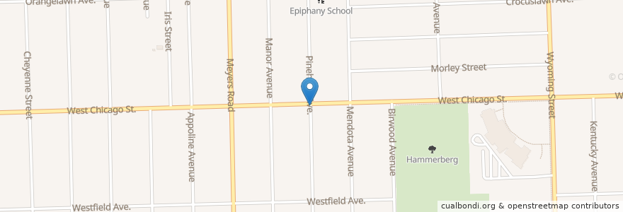 Mapa de ubicacion de Uriah Baptist Church en United States, Michigan, Wayne County, Detroit.