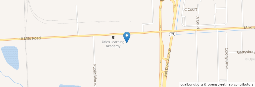 Mapa de ubicacion de UCS Alternative Learning Center en 미국, 미시간, Macomb County, Sterling Heights.