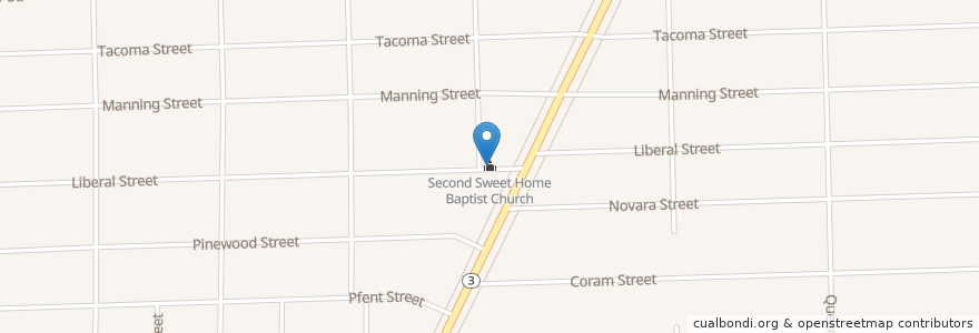 Mapa de ubicacion de Second Sweet Home Baptist Church en Estados Unidos Da América, Michigan, Wayne County, Detroit.