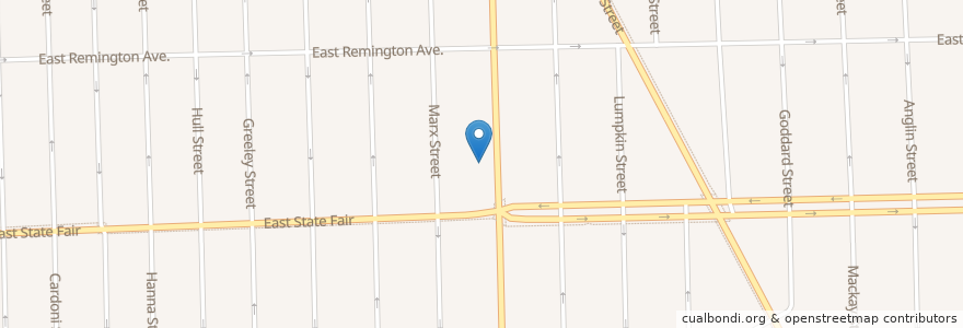 Mapa de ubicacion de Greater Rose of Sharon Baptist Church en Verenigde Staten, Michigan, Wayne County, Detroit.