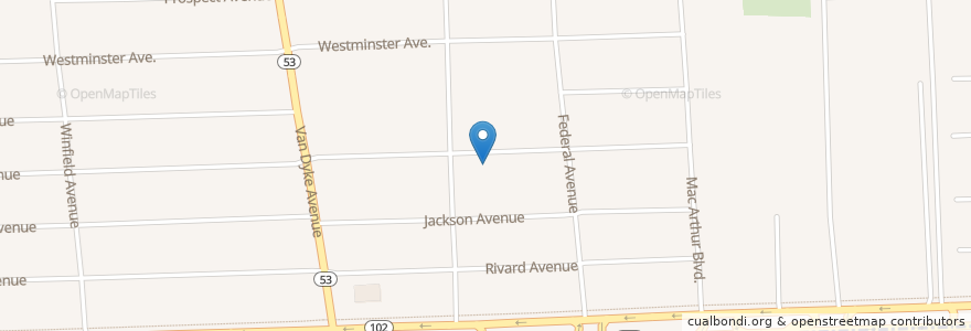 Mapa de ubicacion de Saint John's Deaf Center en 美利坚合众国/美利堅合眾國, 密歇根州, Macomb County, Warren.