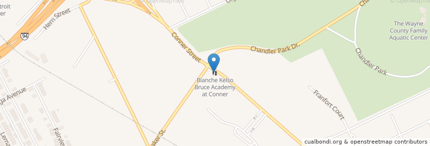 Mapa de ubicacion de Blanche Kelso Bruce Academy en 미국, 미시간, Detroit.
