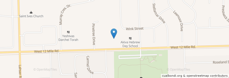 Mapa de ubicacion de Akiva Hebrew Day School en Соединённые Штаты Америки, Мичиган, Oakland County, Southfield.