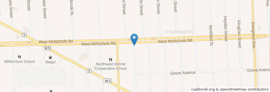 Mapa de ubicacion de Saint Christopher's and Saint Paul's Church en États-Unis D'Amérique, Michigan, Wayne County, Detroit.