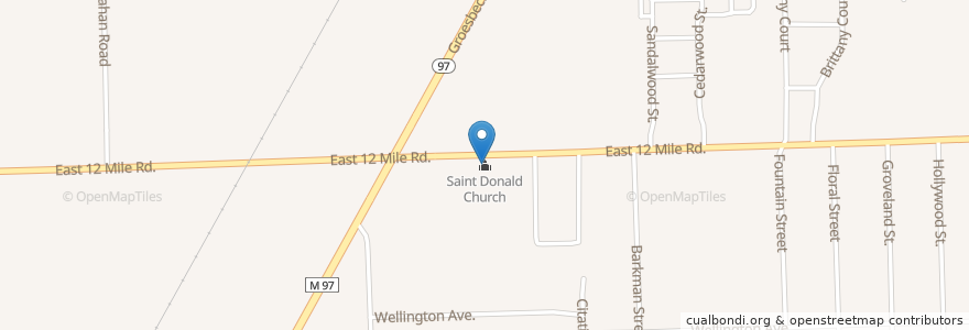Mapa de ubicacion de Saint Donald Church en الولايات المتّحدة الأمريكيّة, ميشيغان, Macomb County, Roseville.
