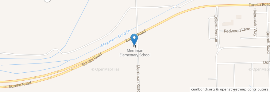 Mapa de ubicacion de Merriman Elementary School en Estados Unidos Da América, Michigan, Wayne County, Romulus.