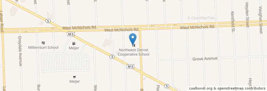 Mapa de ubicacion de Northwest Detroit Cooperative School en Amerika Syarikat, Michigan, Wayne County, Detroit.