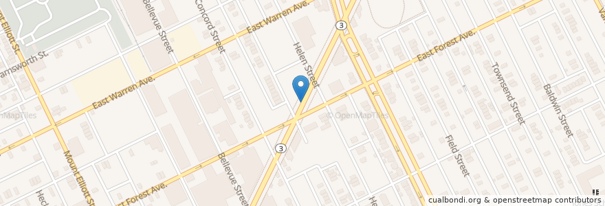 Mapa de ubicacion de New Silver Star Missionary Baptist Church en ایالات متحده آمریکا, میشیگان, Wayne County, Detroit.