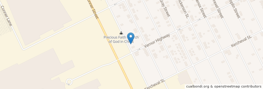 Mapa de ubicacion de Precious Faith Church of God in Christ en الولايات المتّحدة الأمريكيّة, ميشيغان, مقاطعة وين, ديترويت.