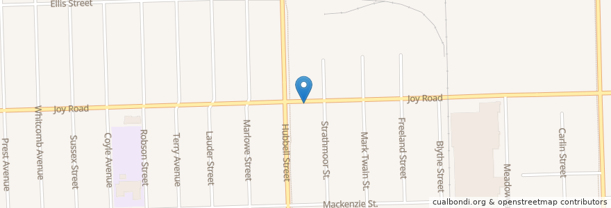 Mapa de ubicacion de Joy Road Missionary Baptist Church en Amerika Birleşik Devletleri, Michigan, Wayne County, Detroit.