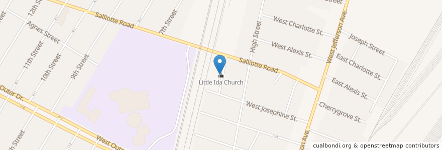 Mapa de ubicacion de Little Ida Church en 미국, 미시간, Wayne County, Ecorse.