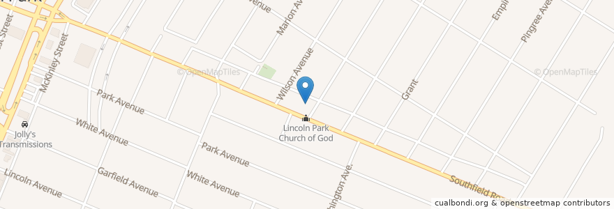 Mapa de ubicacion de Lincoln Park Church of God en ایالات متحده آمریکا, میشیگان, Wayne County, Lincoln Park.