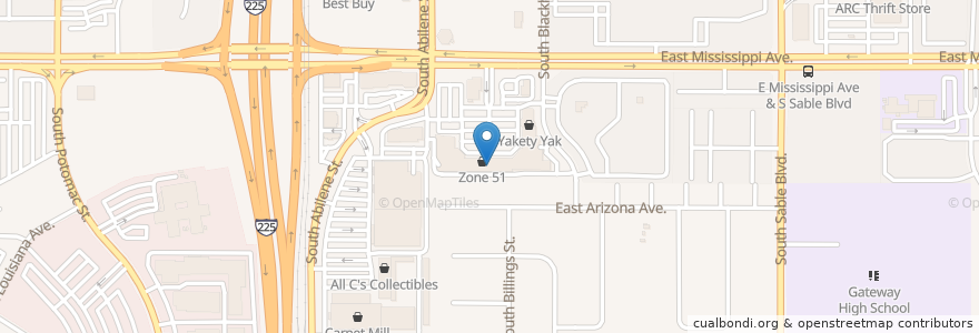 Mapa de ubicacion de Cici's Pizza en Estados Unidos Da América, Colorado, Arapahoe County, Aurora.