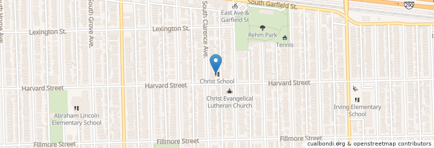 Mapa de ubicacion de Christ School en アメリカ合衆国, イリノイ州, Oak Park.