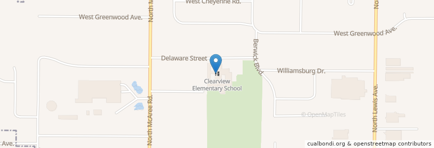 Mapa de ubicacion de Clearview Elementary School en United States, Illinois, Waukegan.