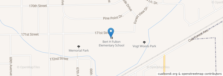 Mapa de ubicacion de Bert H Fulton Elementary School en United States, Illinois, Tinley Park.
