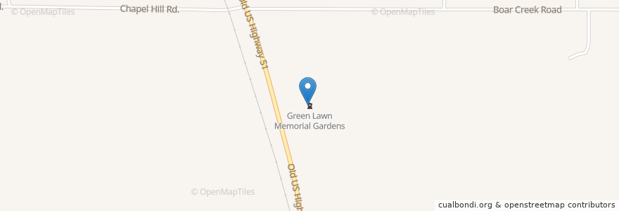 Mapa de ubicacion de Green Lawn Memorial Gardens en États-Unis D'Amérique, Illinois, Pulaski County.