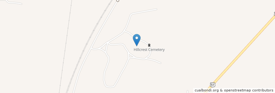 Mapa de ubicacion de Hillcrest Cemetery en Соединённые Штаты Америки, Иллинойс, Marion County.