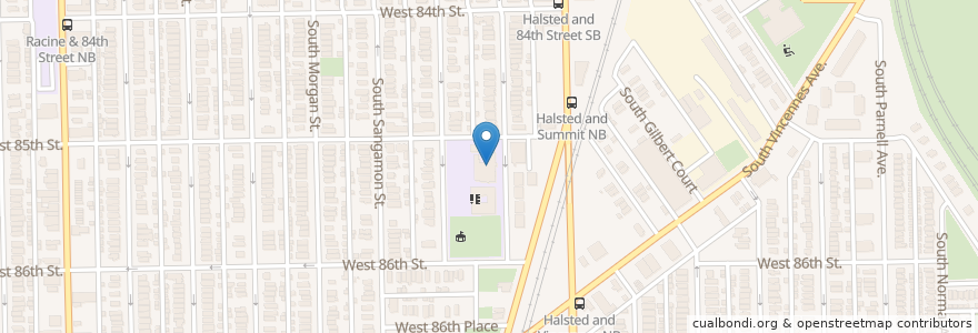 Mapa de ubicacion de Gresham School en Amerika Syarikat, Illinois, Chicago.