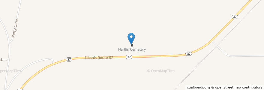 Mapa de ubicacion de Hartlin Cemetery en アメリカ合衆国, イリノイ州, Marion County.