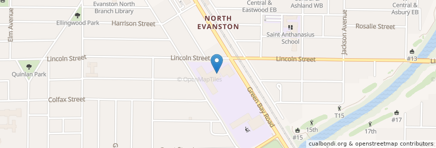 Mapa de ubicacion de Haven Middle School en الولايات المتّحدة الأمريكيّة, إلينوي, Evanston.