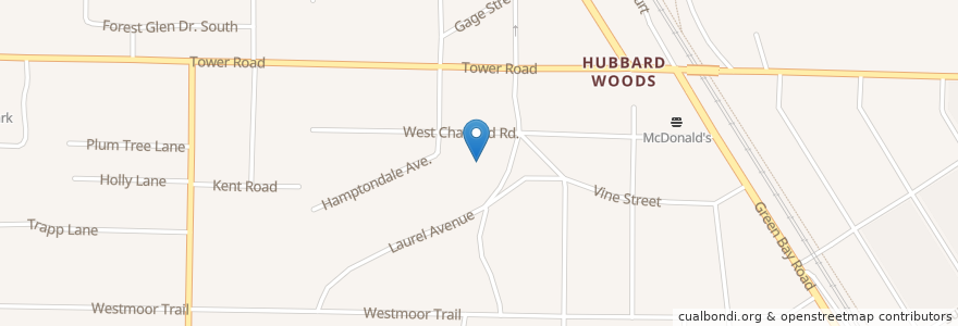 Mapa de ubicacion de Hubbard Woods Elementary School en Соединённые Штаты Америки, Иллинойс, Winnetka.