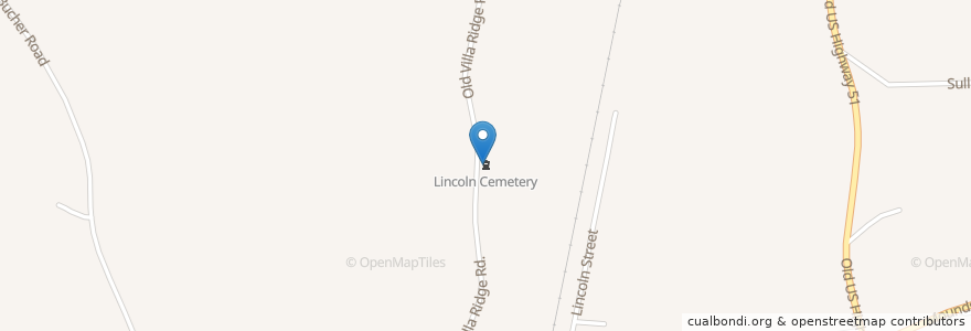 Mapa de ubicacion de Lincoln Cemetery en Estados Unidos De América, Illinois, Pulaski County.