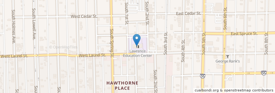Mapa de ubicacion de Lawrence Education Center en Amerika Birleşik Devletleri, Illinois, Sangamon County, Springfield.