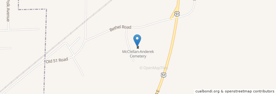 Mapa de ubicacion de McClellan-Anderek Cemetery en États-Unis D'Amérique, Illinois, Marion County.