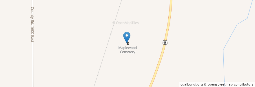 Mapa de ubicacion de Maplewood Cemetery en United States, Illinois, Champaign County.