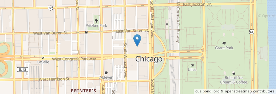 Mapa de ubicacion de Roosevelt University en Vereinigte Staaten Von Amerika, Illinois, Chicago.