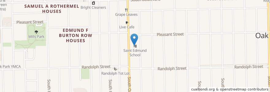 Mapa de ubicacion de Saint Edmund School en Соединённые Штаты Америки, Иллинойс, Oak Park.