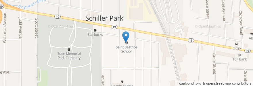 Mapa de ubicacion de Saint Beatrice School en États-Unis D'Amérique, Illinois, Schiller Park.