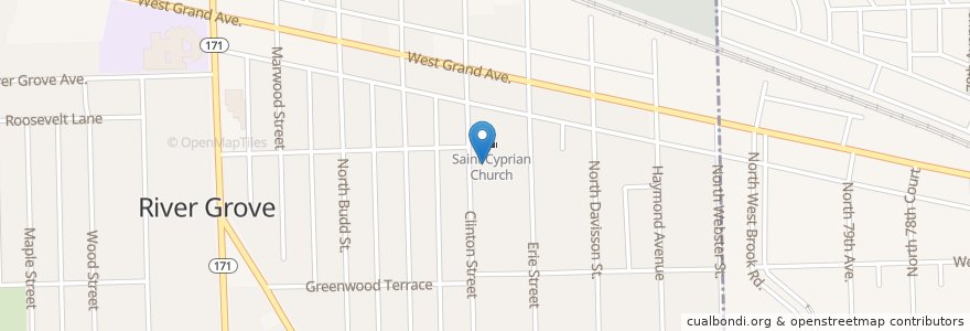 Mapa de ubicacion de Saint Cyprian School en United States, Illinois, River Grove.