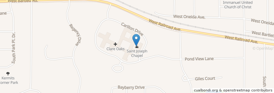 Mapa de ubicacion de Saint Joseph Chapel en アメリカ合衆国, イリノイ州, Bartlett.